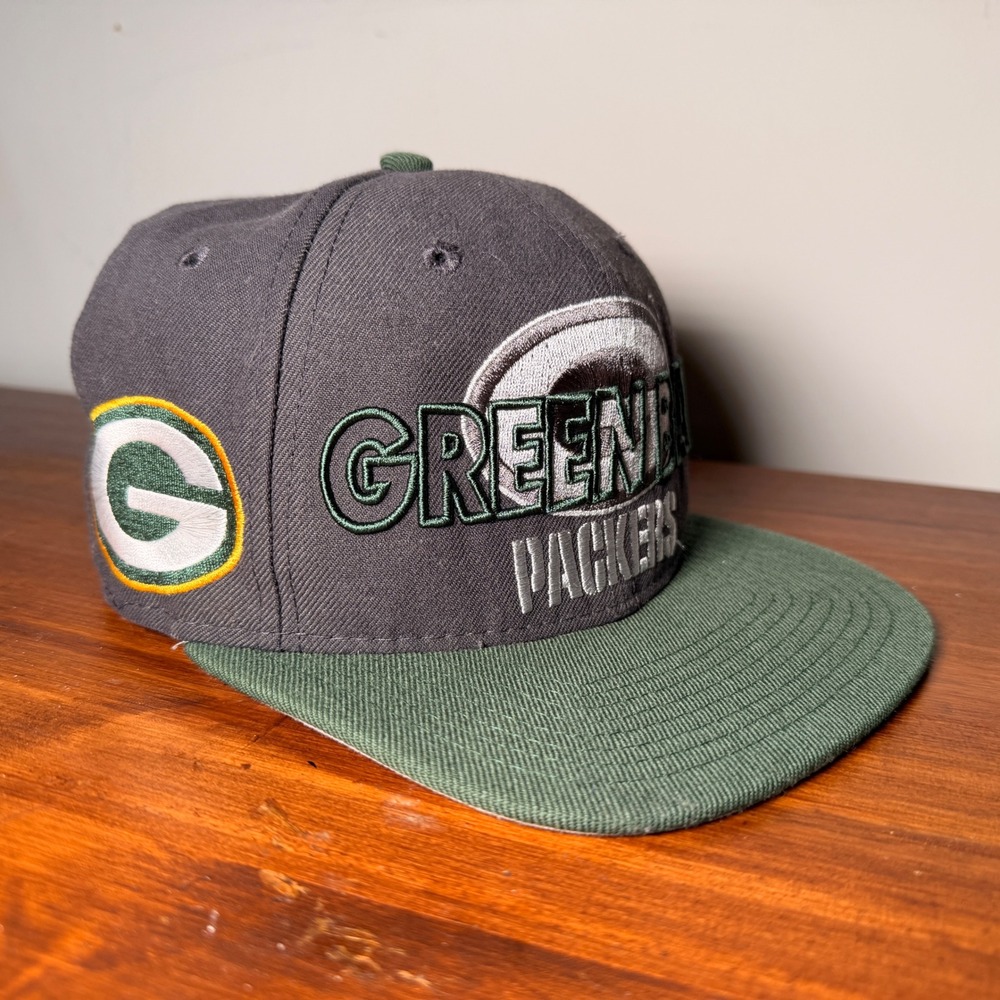 Y2K Green Bay Packers Hat New Era Snapback Mens Grey Green Logo NFL Football